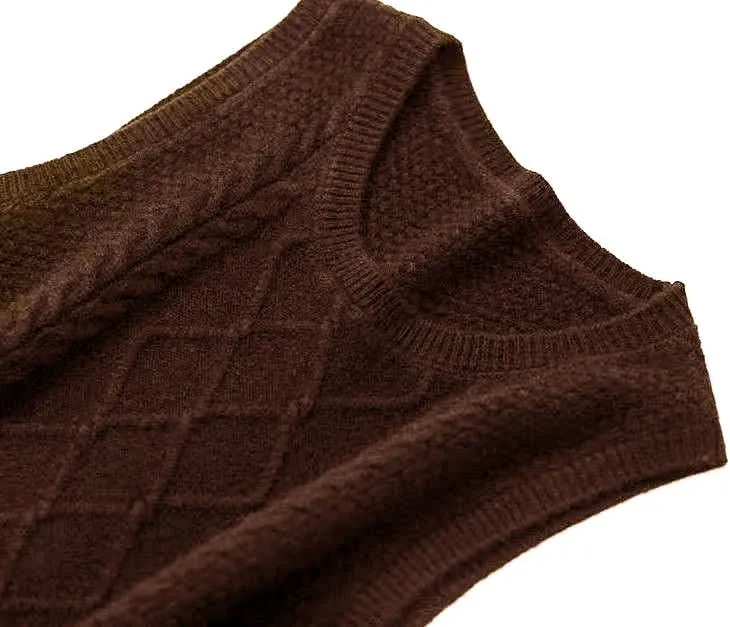 100% Merino Wool Sweaters Women's Female Fall Winter Knitted Pullover Crew Neck Waistcoat Sleeveless Vest(WQ7050)