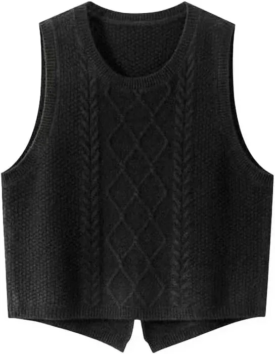100% Merino Wool Sweaters Women's Female Fall Winter Knitted Pullover Crew Neck Waistcoat Sleeveless Vest(WQ7050)