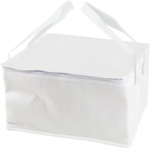 15White Insulated Food Bag, Non-woven Fabric Hot Cold Thermal Bag with Zipper Top, Portable Foldable Thermal Cake Carrying Grocery Bags, Food Warmer Container for Home Office Restaurant Camping