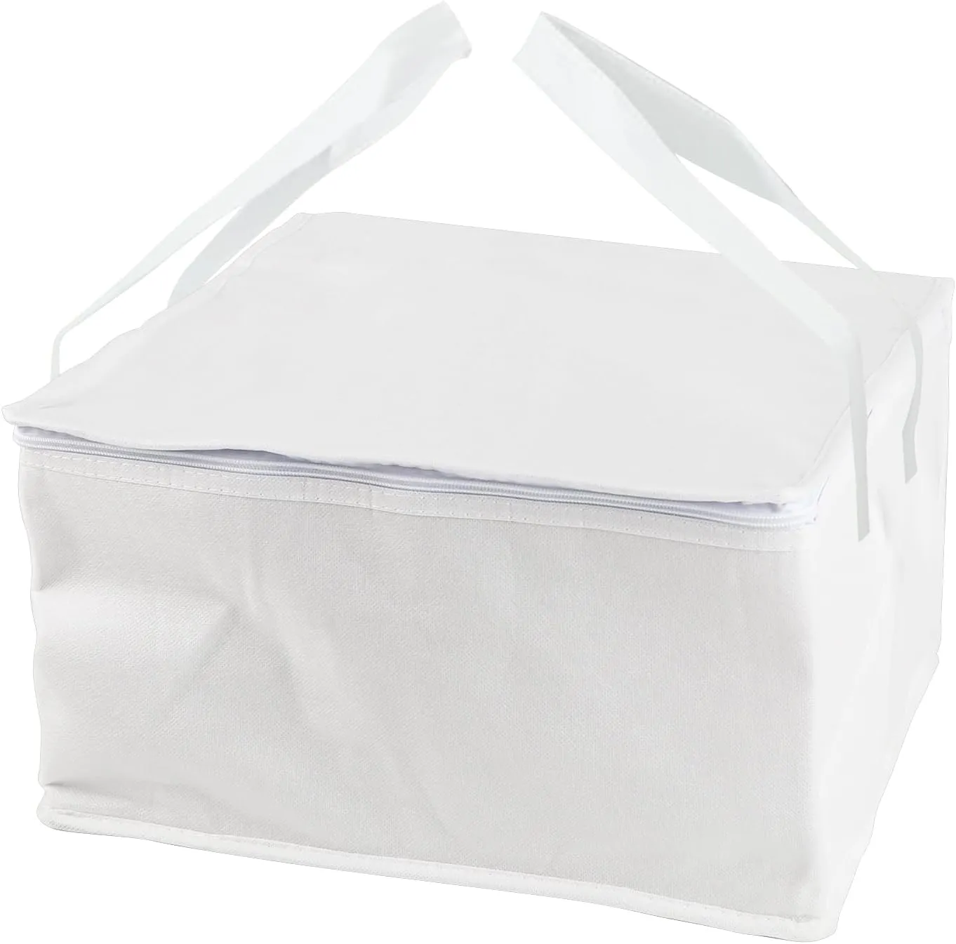15White Insulated Food Bag, Non-woven Fabric Hot Cold Thermal Bag with Zipper Top, Portable Foldable Thermal Cake Carrying Grocery Bags, Food Warmer Container for Home Office Restaurant Camping