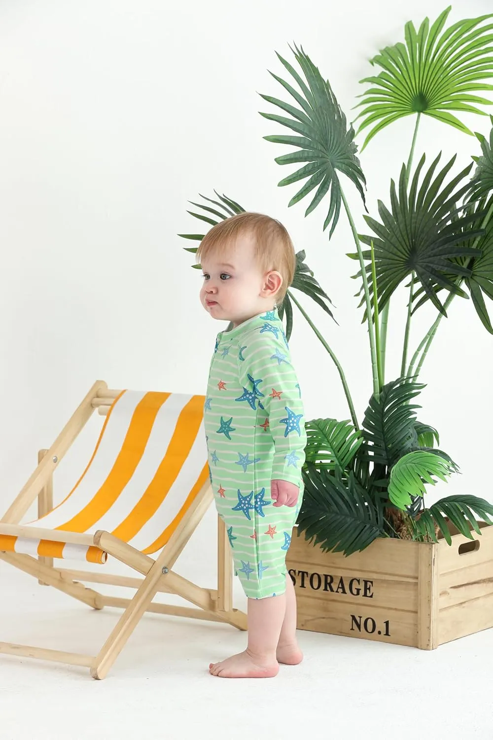 2 Pack Baby Toddler Boys Swimsuits UPF 50  Sun Protection Long-Sleeve Rash Guards Baby Dry Fit Bathing Suit with Zip