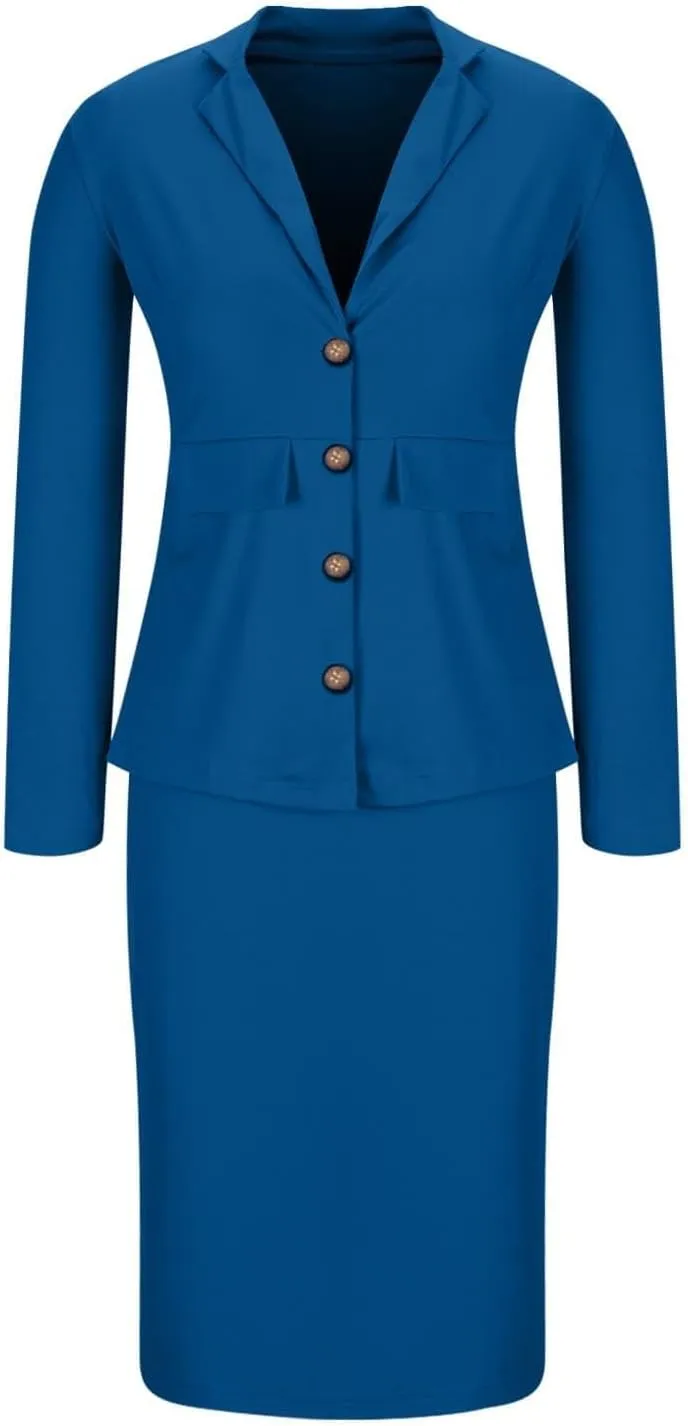 2 Piece Outfits for Women Formal Office Business Work Jacket Skirt Suit Set Blazer Jacket Skirt Set Pencil Dresses