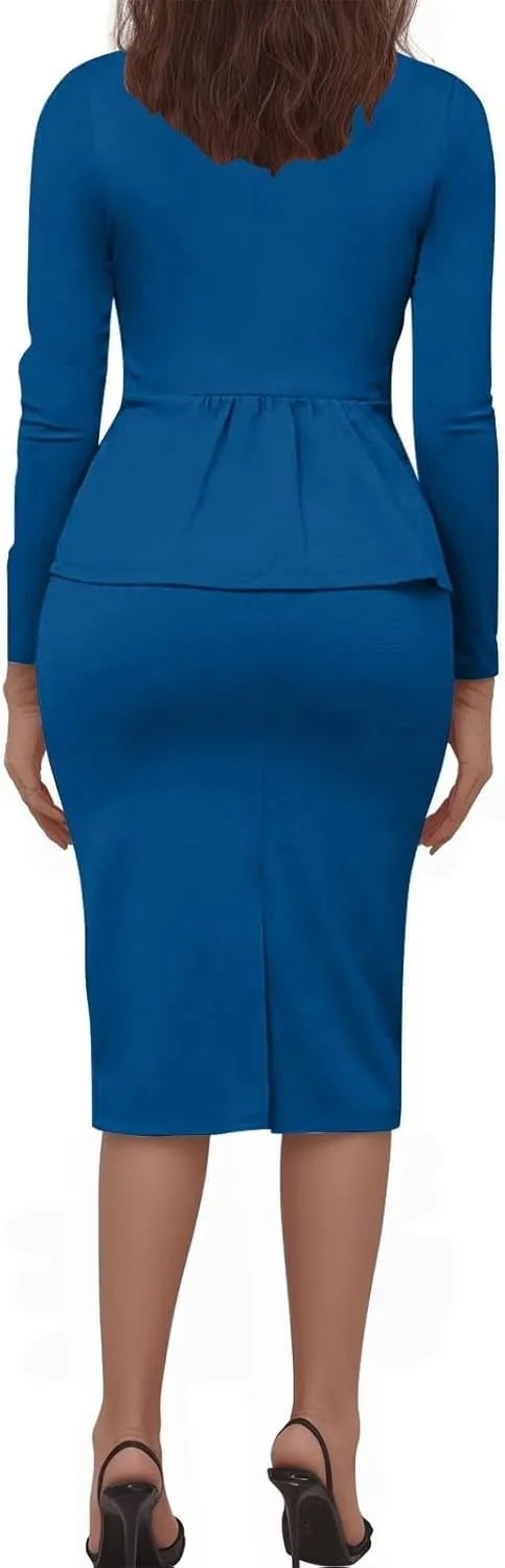 2 Piece Outfits for Women Formal Office Business Work Jacket Skirt Suit Set Blazer Jacket Skirt Set Pencil Dresses