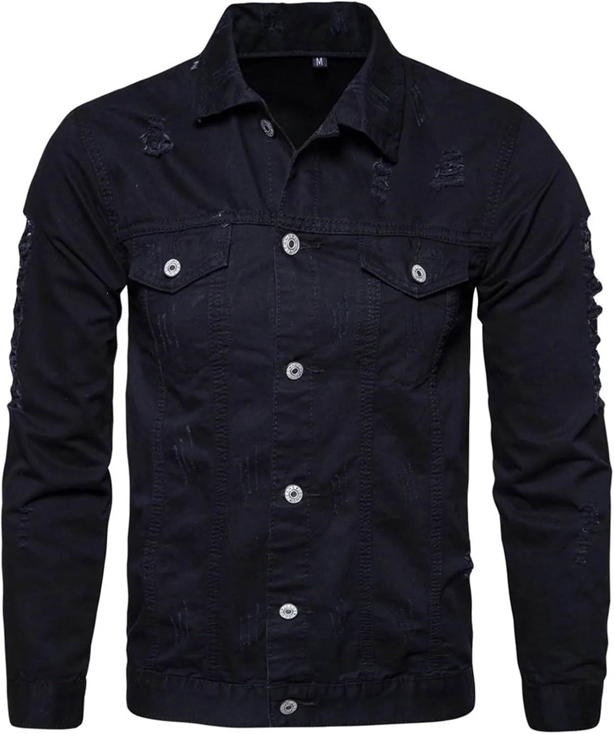 2024 Jean Jacket For Men Fashion Mens Denim Jacket Washed Classic Casual Distressed Ripped Slim Fit Lightweight Denim Coats