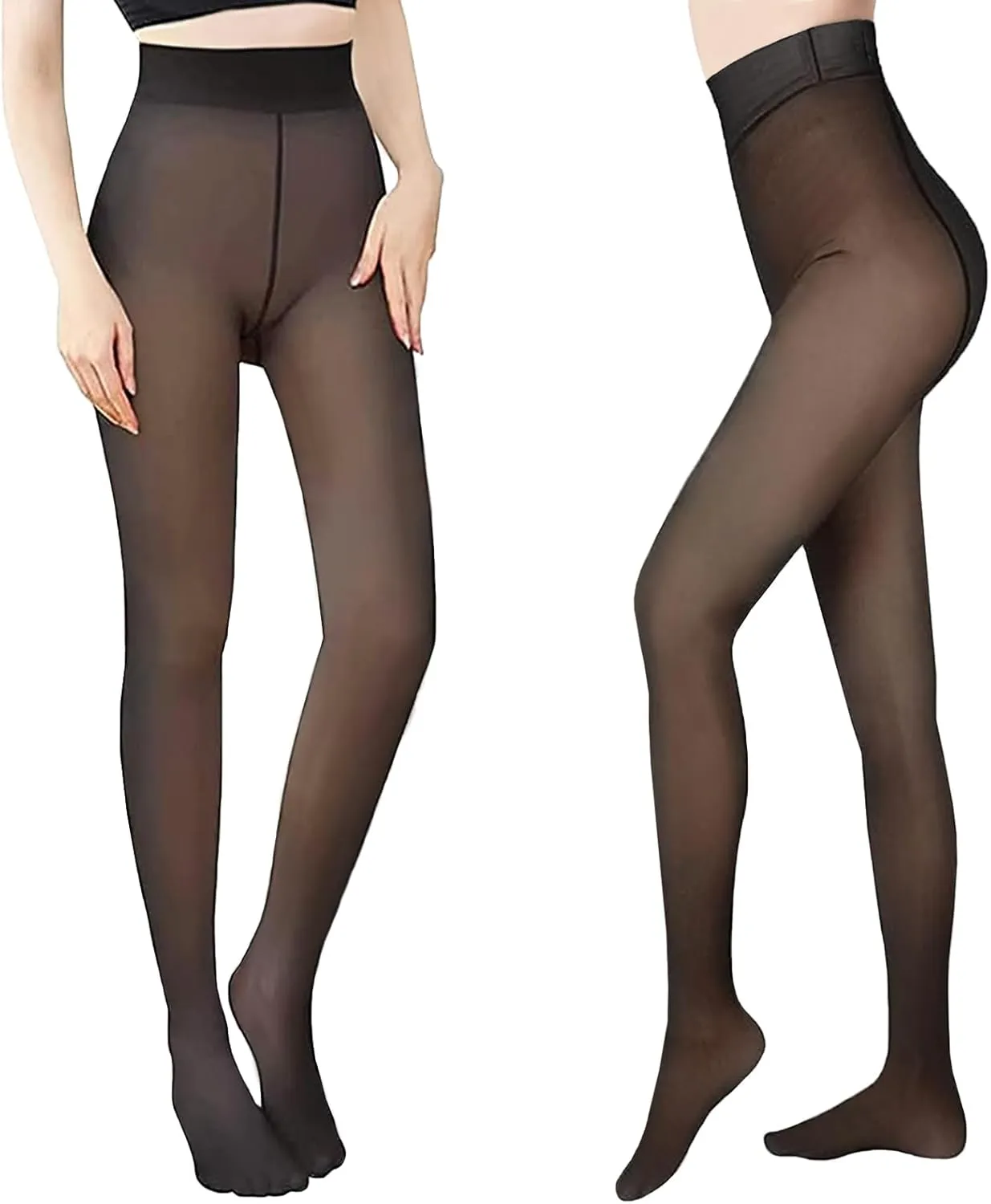 220g More Warmth Black Tights for Women Fleece Lined High Waist Sexy Opaque Thermal Tights Party Stockings