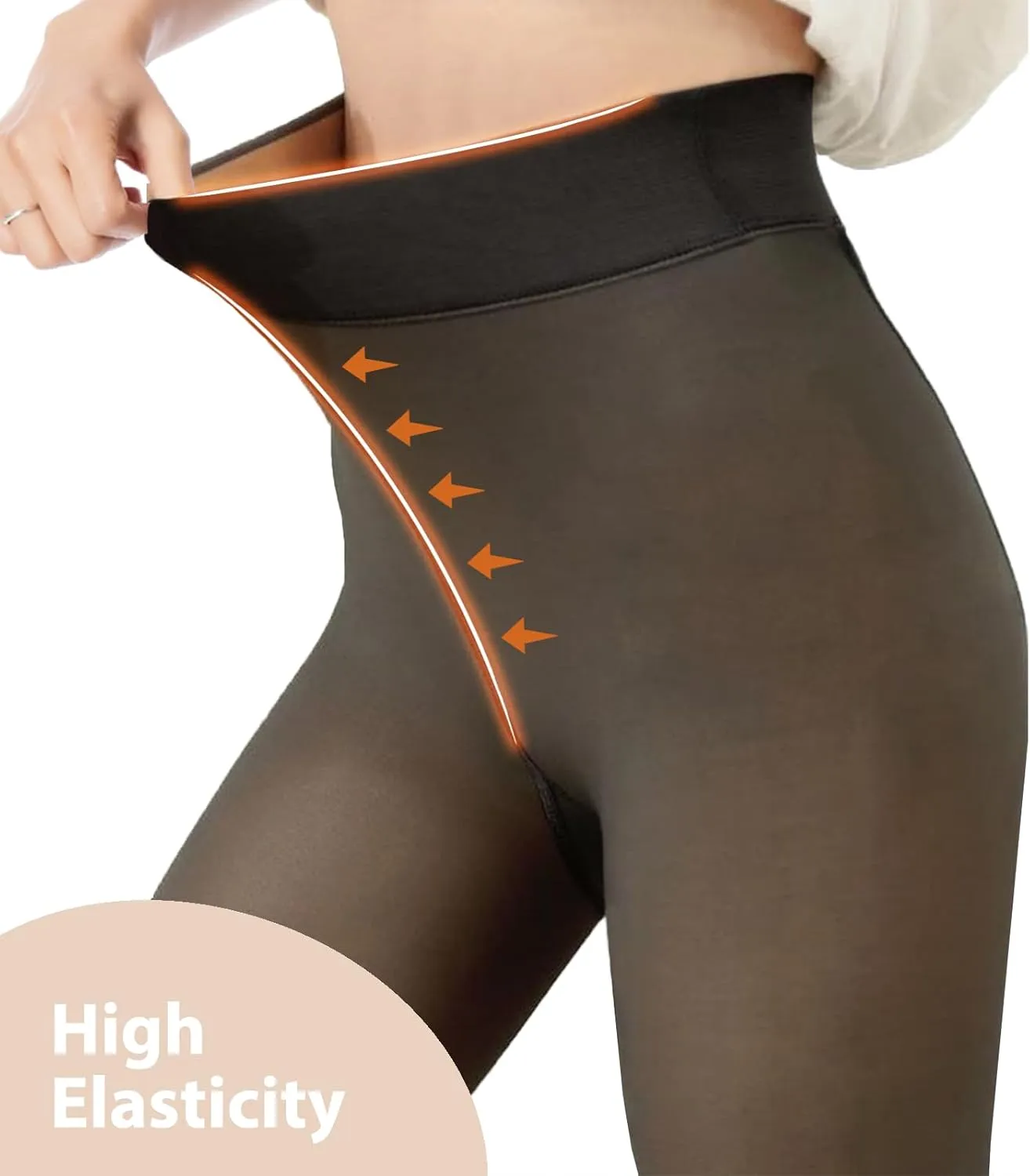220g More Warmth Black Tights for Women Fleece Lined High Waist Sexy Opaque Thermal Tights Party Stockings