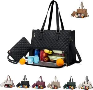 3 in 1 tote bag for women,2 in 1 bag combo,ladies laptop with compartment large with lunch compartment