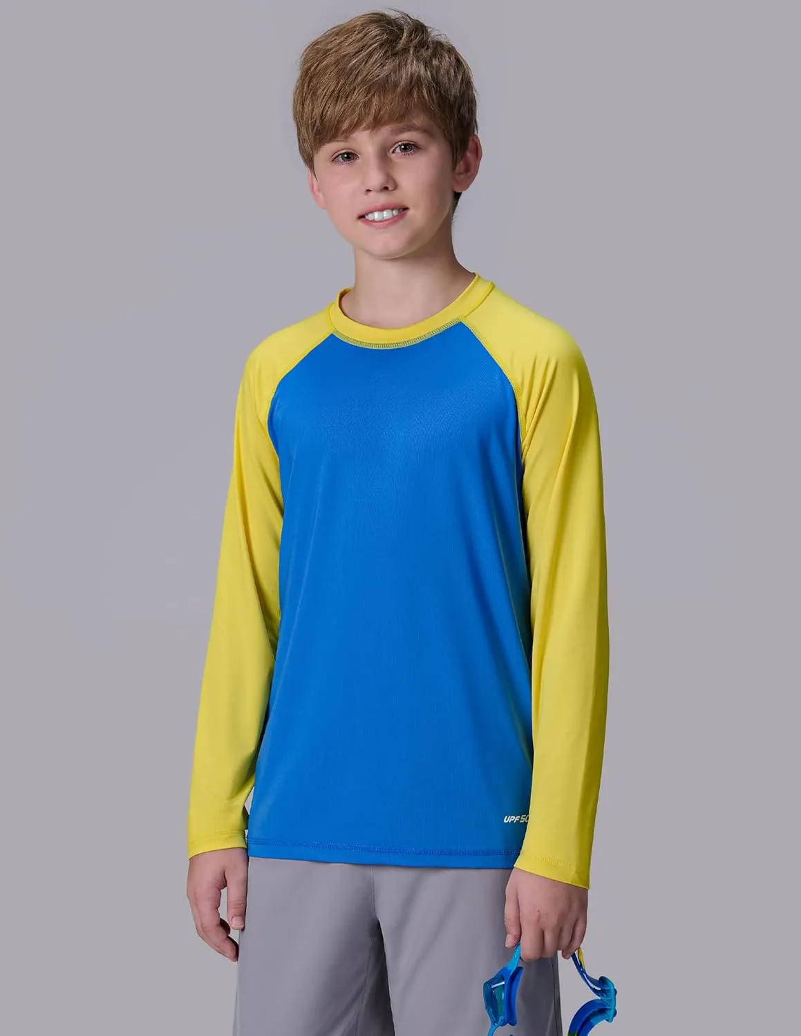 3 Pack Boys' UPF 50  Rash Guard Long Sleeve Swim Shirts, Quick Dry UV Protection Swimwear for Kids