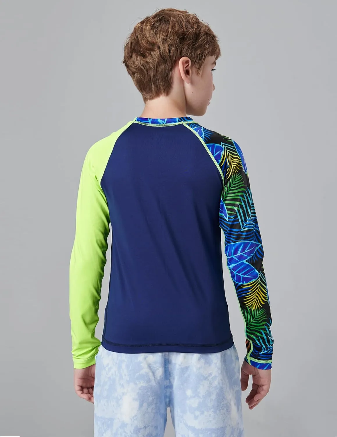 3 Pack Boys' UPF 50  Rash Guard Long Sleeve Swim Shirts, Quick Dry UV Protection Swimwear for Kids