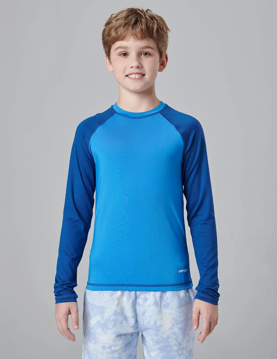 3 Pack Boys' UPF 50  Rash Guard Long Sleeve Swim Shirts, Quick Dry UV Protection Swimwear for Kids