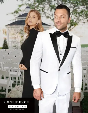 3 Pc. Tailored Fit Tuxedo Peak Lapel Flat Front | TUX-PK-White