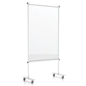 36" x 72" Rolling Partition Sneeze Guard   Locking Wheels | Certified Fire-Retardant Clear Plastic Lens.
