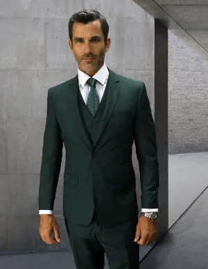 3pc Flat Front Pants Slim Fit Suit| LORENZO| Hunter