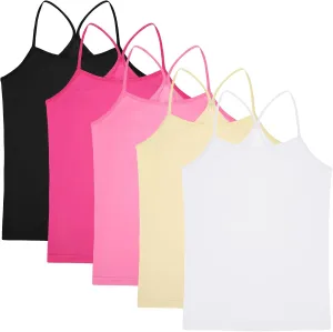 5 Pieces Girls Tank Top Sleeveless Racer Back Top Camisole Cami Undershirts