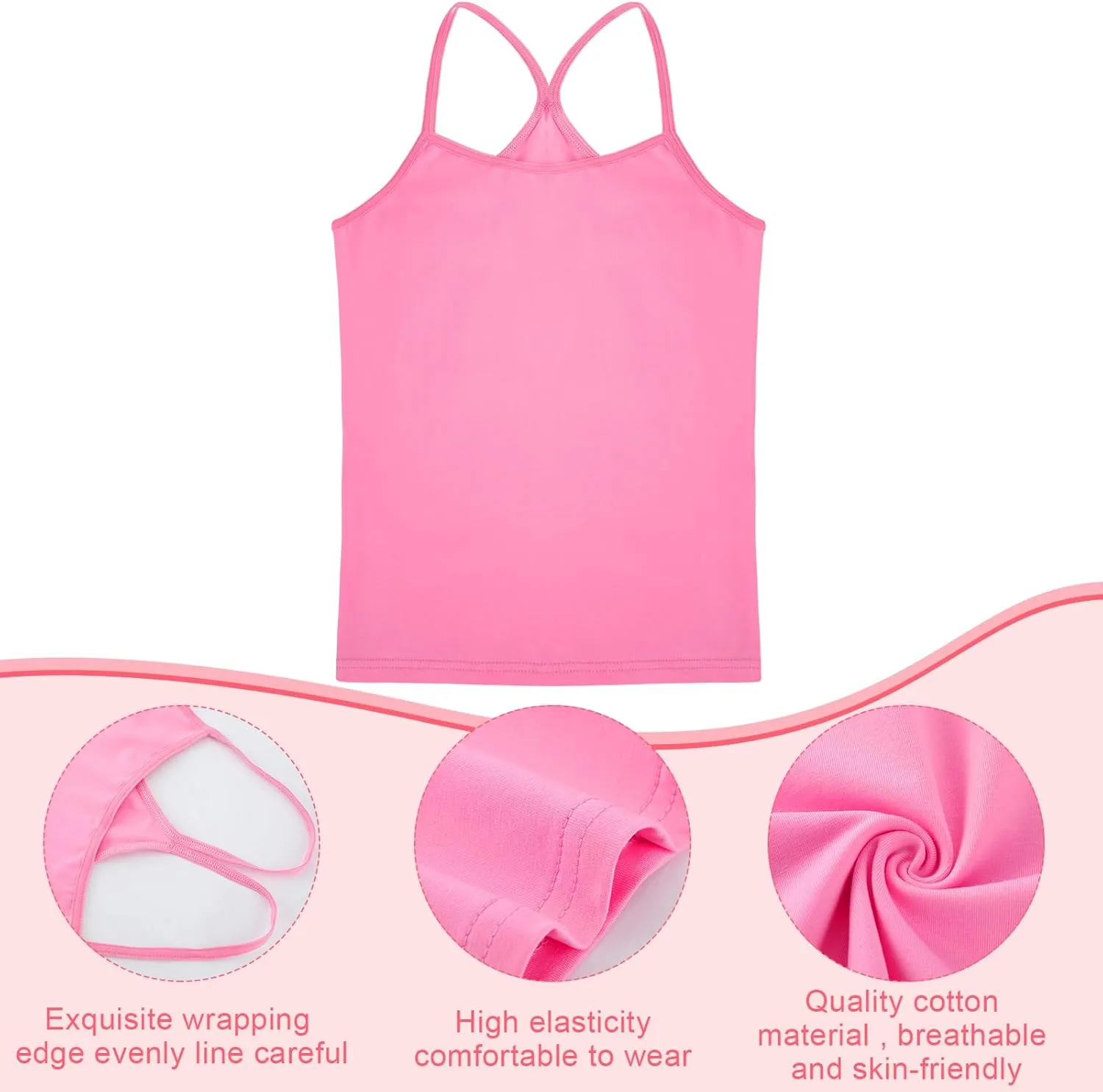 5 Pieces Girls Tank Top Sleeveless Racer Back Top Camisole Cami Undershirts
