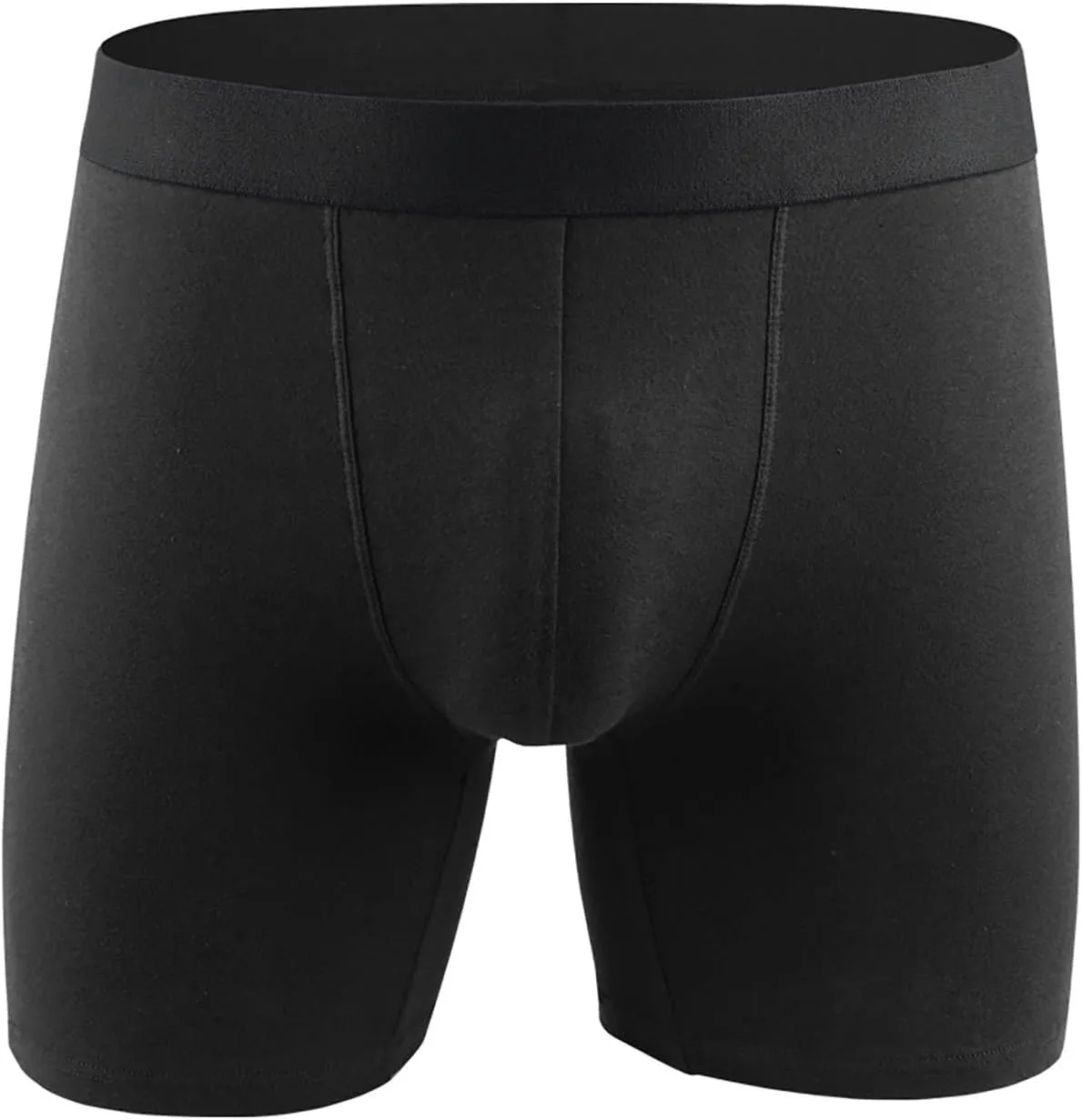 6 PC Cotton Boxer Briefs for Men Moisture Wicking Plain Underwear Men's Athletic Long Leg Boxers Underwear