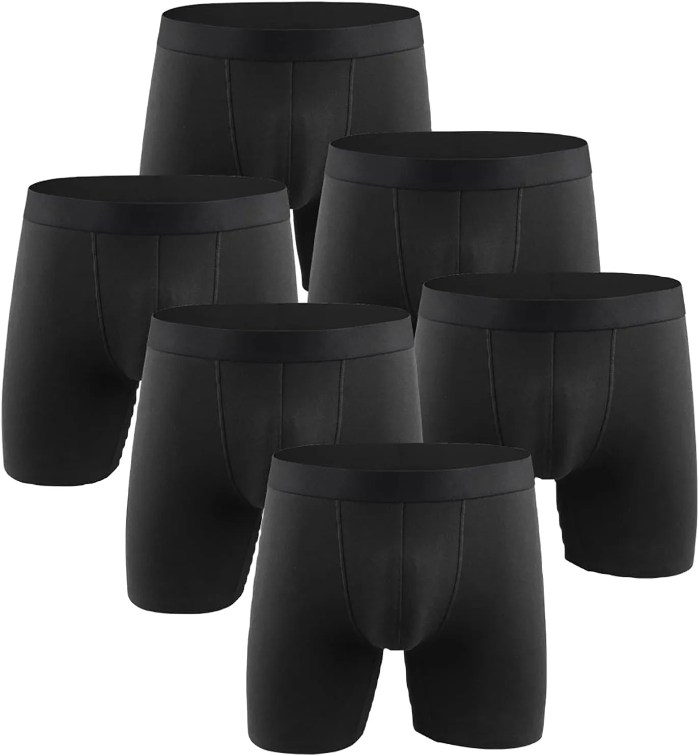 6 PC Cotton Boxer Briefs for Men Moisture Wicking Plain Underwear Men's Athletic Long Leg Boxers Underwear
