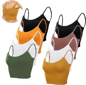 8-Pack Adjustable Sports Bras For Women, Wireless Bralettes, Low-Back Seamless Gym Camisoles For Everyday Wear