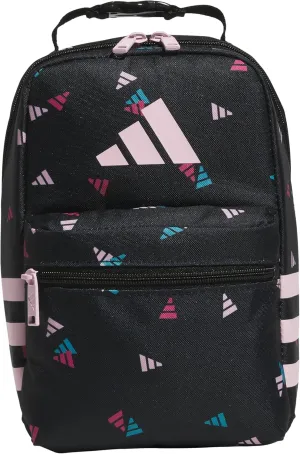 adidas Santiago Lunch Bag Cooler for Women and Men, Insulated Food Container Box with Mesh Pocket, 3 Bar Toss Black-Clear Pink/Black/Clear Pink/3.0, One Size