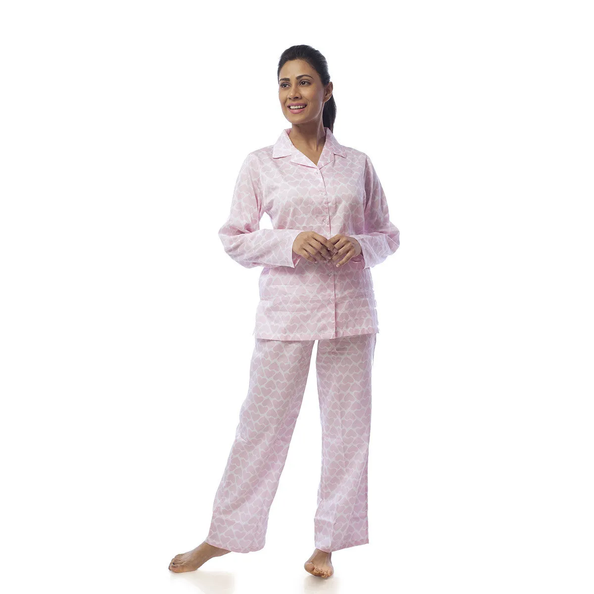 Adult Pyjama Set <br> Pink Hearts