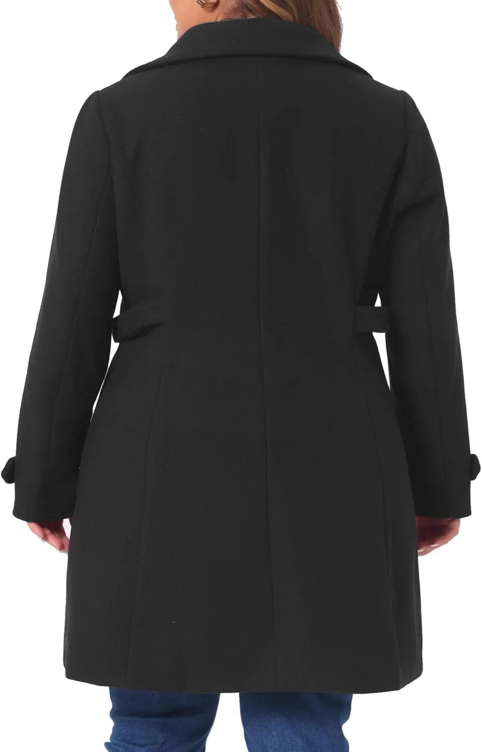 Agnes Orinda Plus Size Coats for Women Peter Pan Collar Cuff Single Breasted Trench Jacket Winter Long Coat