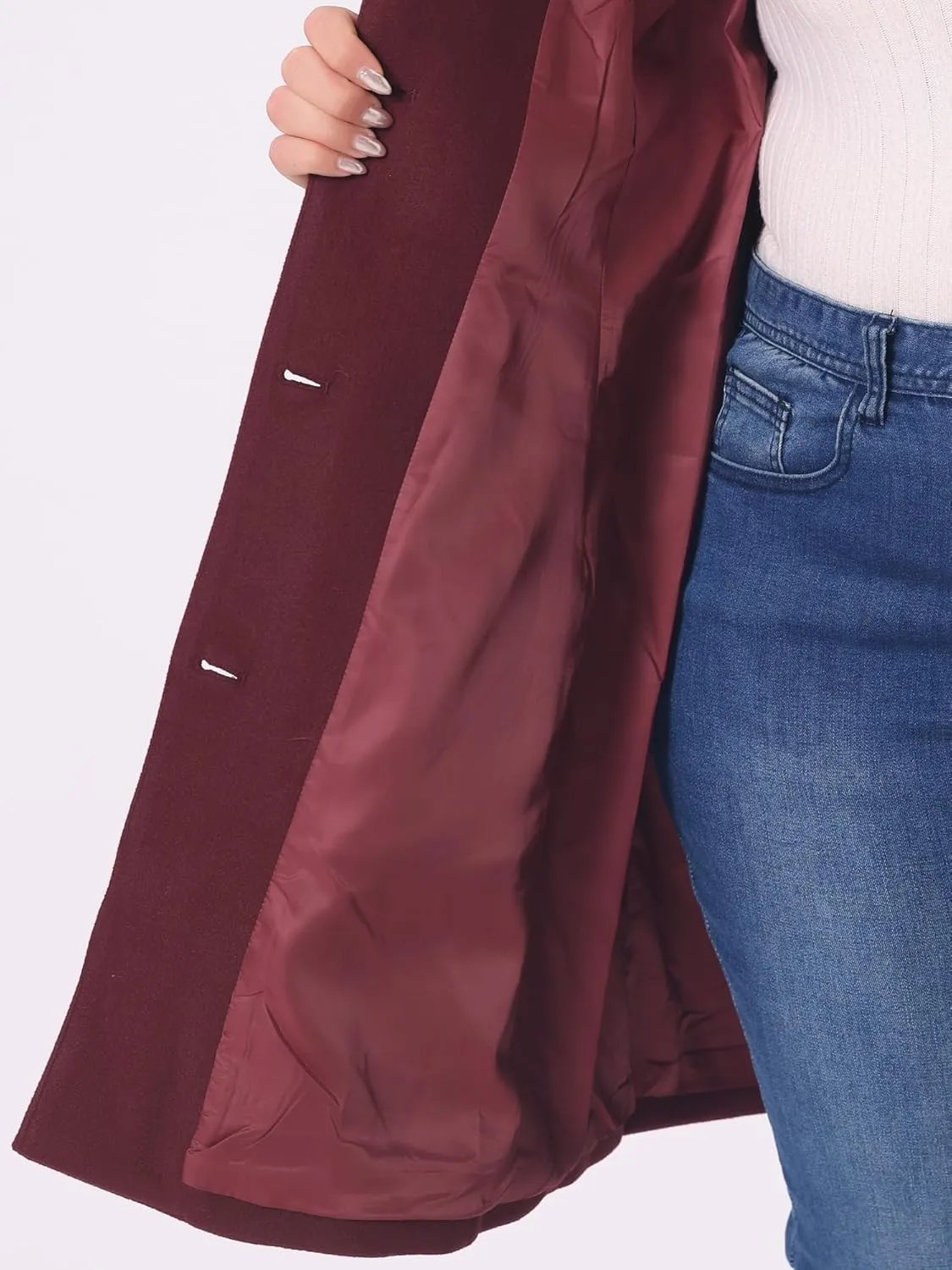 Agnes Orinda Plus Size Coats for Women Peter Pan Collar Cuff Single Breasted Trench Jacket Winter Long Coat