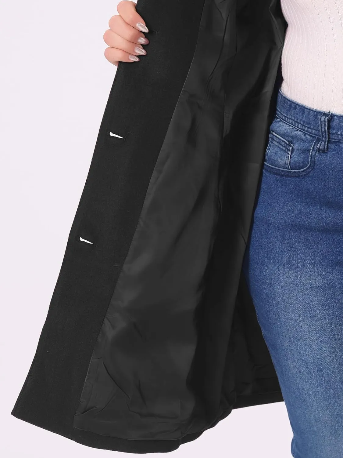 Agnes Orinda Plus Size Coats for Women Peter Pan Collar Cuff Single Breasted Trench Jacket Winter Long Coat