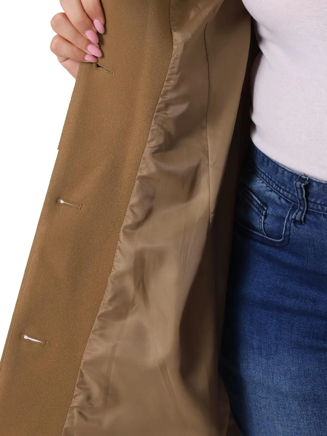 Agnes Orinda Plus Size Coats for Women Peter Pan Collar Cuff Single Breasted Trench Jacket Winter Long Coat