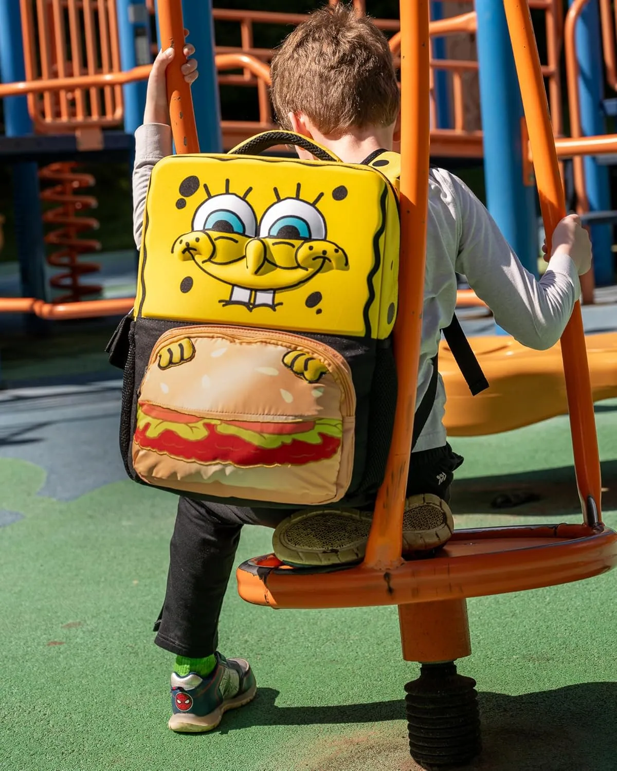 AI ACCESSORY INNOVATIONS Sponge Bob Square Pants Backpack, 3D Big Face SpongeBob Girls & Boys School Bag 16