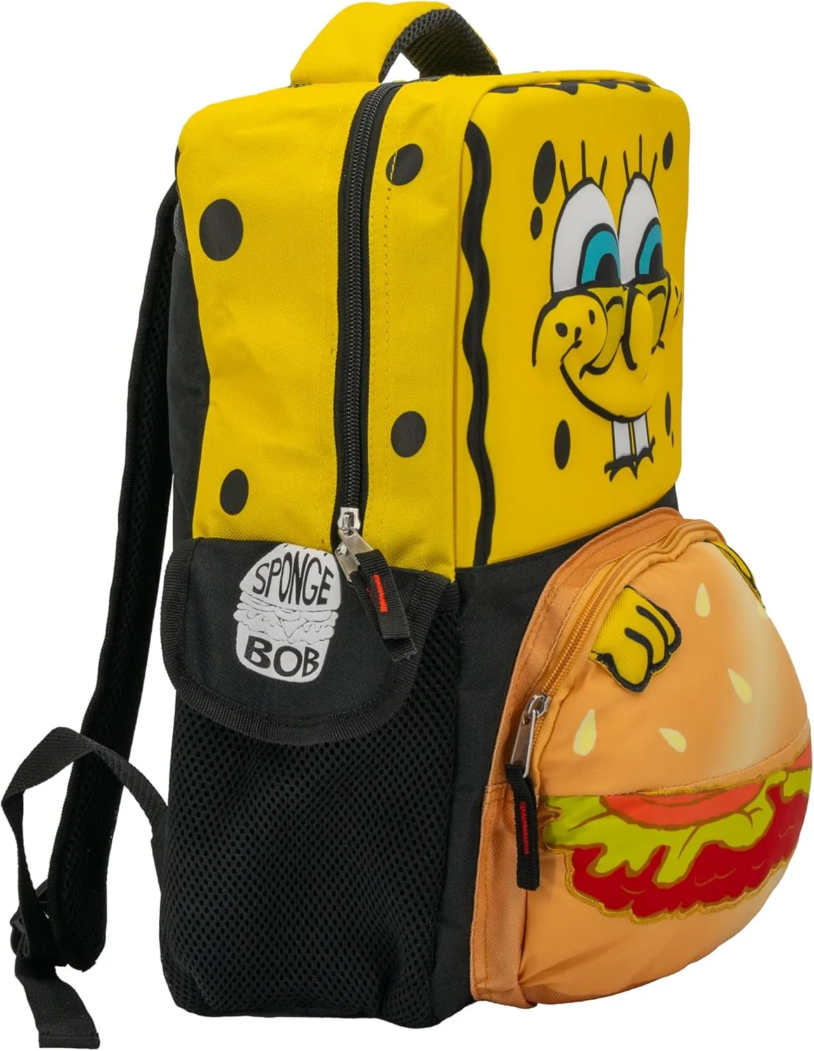 AI ACCESSORY INNOVATIONS Sponge Bob Square Pants Backpack, 3D Big Face SpongeBob Girls & Boys School Bag 16