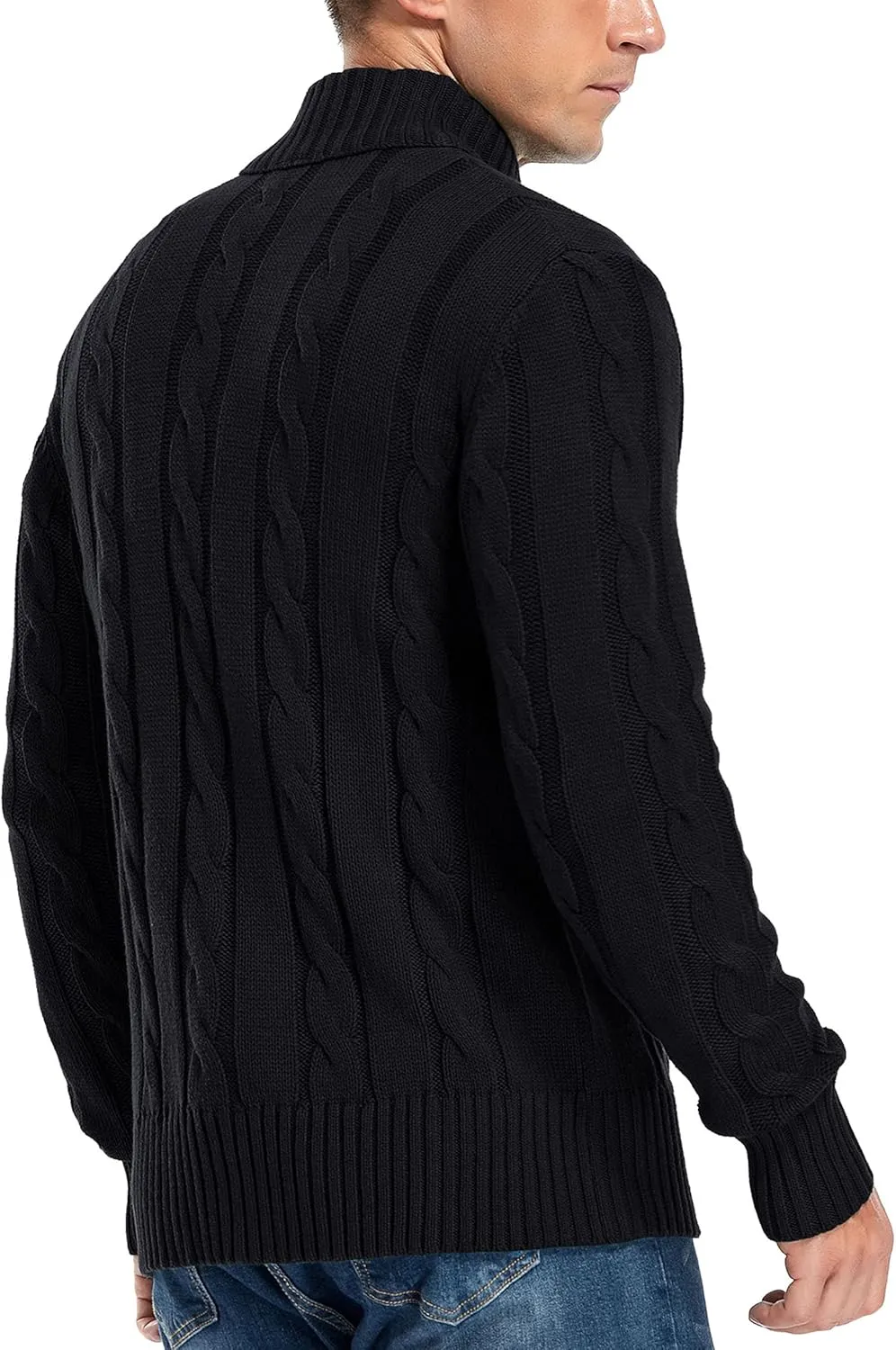 Aimeilgot Mens Fashion Casual Slim Fit Button Down Cable Knitted Stand Collar Cardigan Sweater