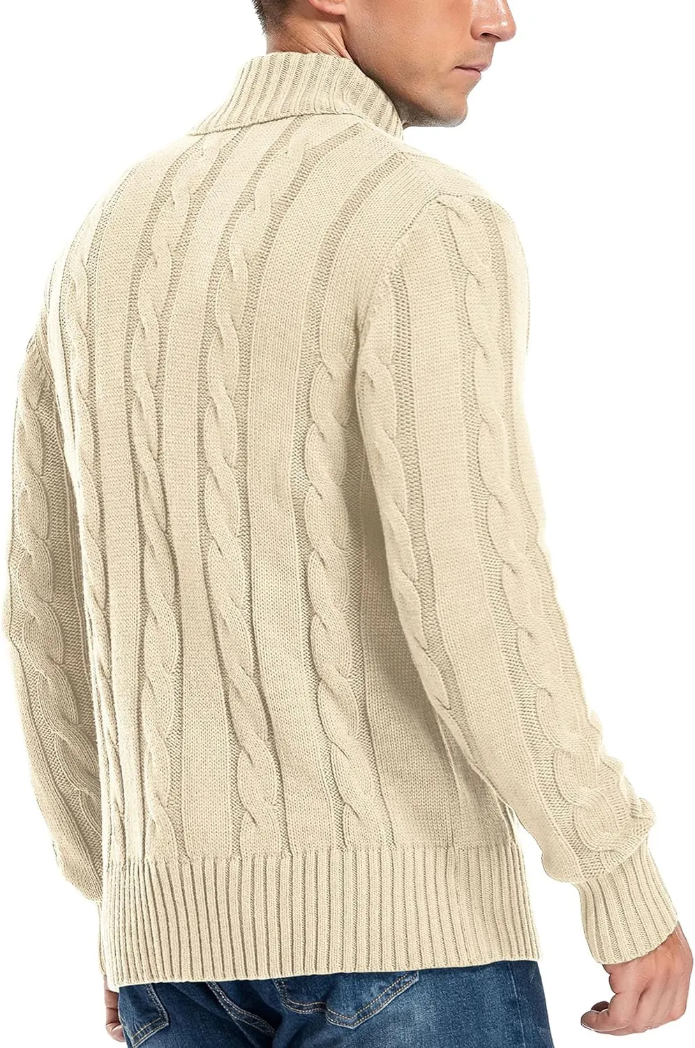 Aimeilgot Mens Fashion Casual Slim Fit Button Down Cable Knitted Stand Collar Cardigan Sweater