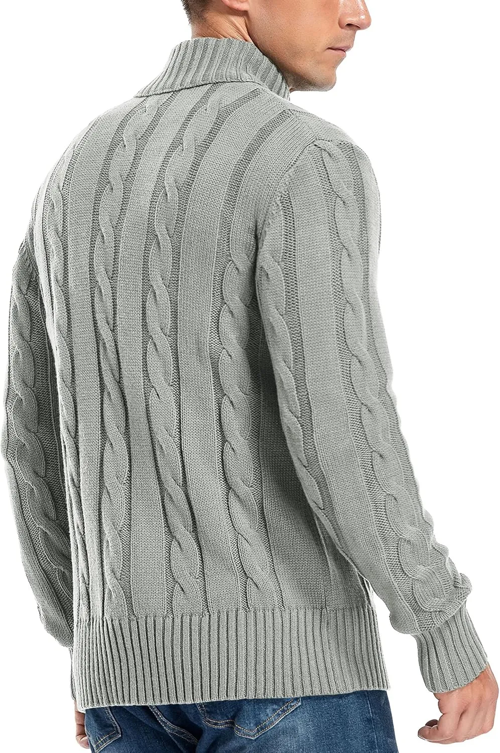 Aimeilgot Mens Fashion Casual Slim Fit Button Down Cable Knitted Stand Collar Cardigan Sweater