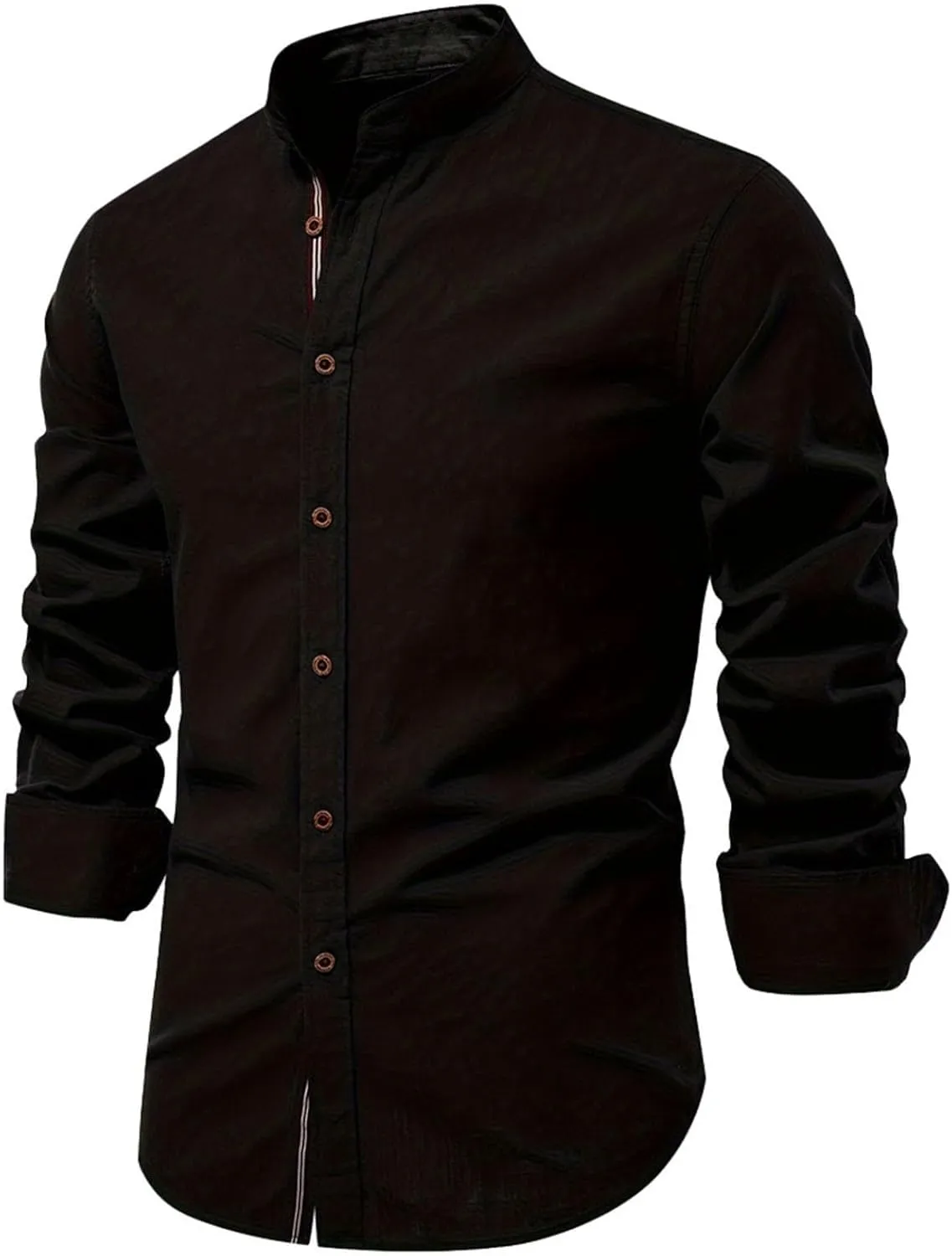 Alalaso Button Up Shirt Men Long Sleeve Slim Fit Solid Color Casual Collar Shirts Lightweight Regular Fit Work Jackets