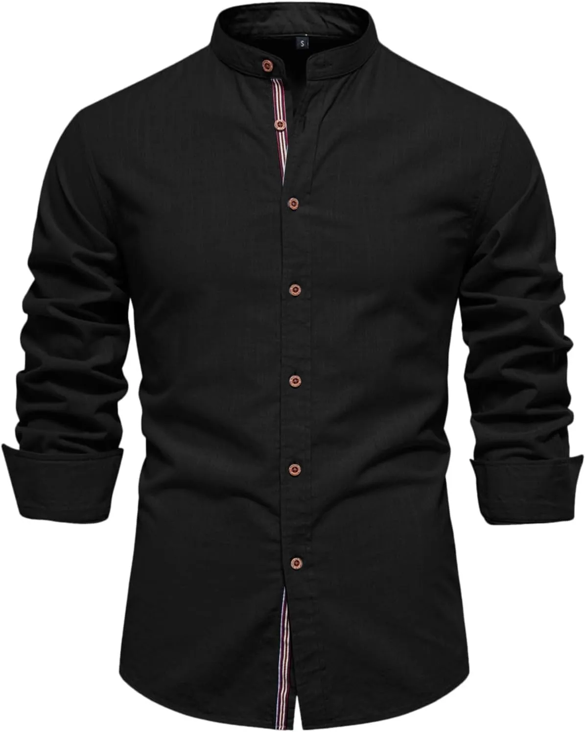 Alalaso Button Up Shirt Men Long Sleeve Slim Fit Solid Color Casual Collar Shirts Lightweight Regular Fit Work Jackets