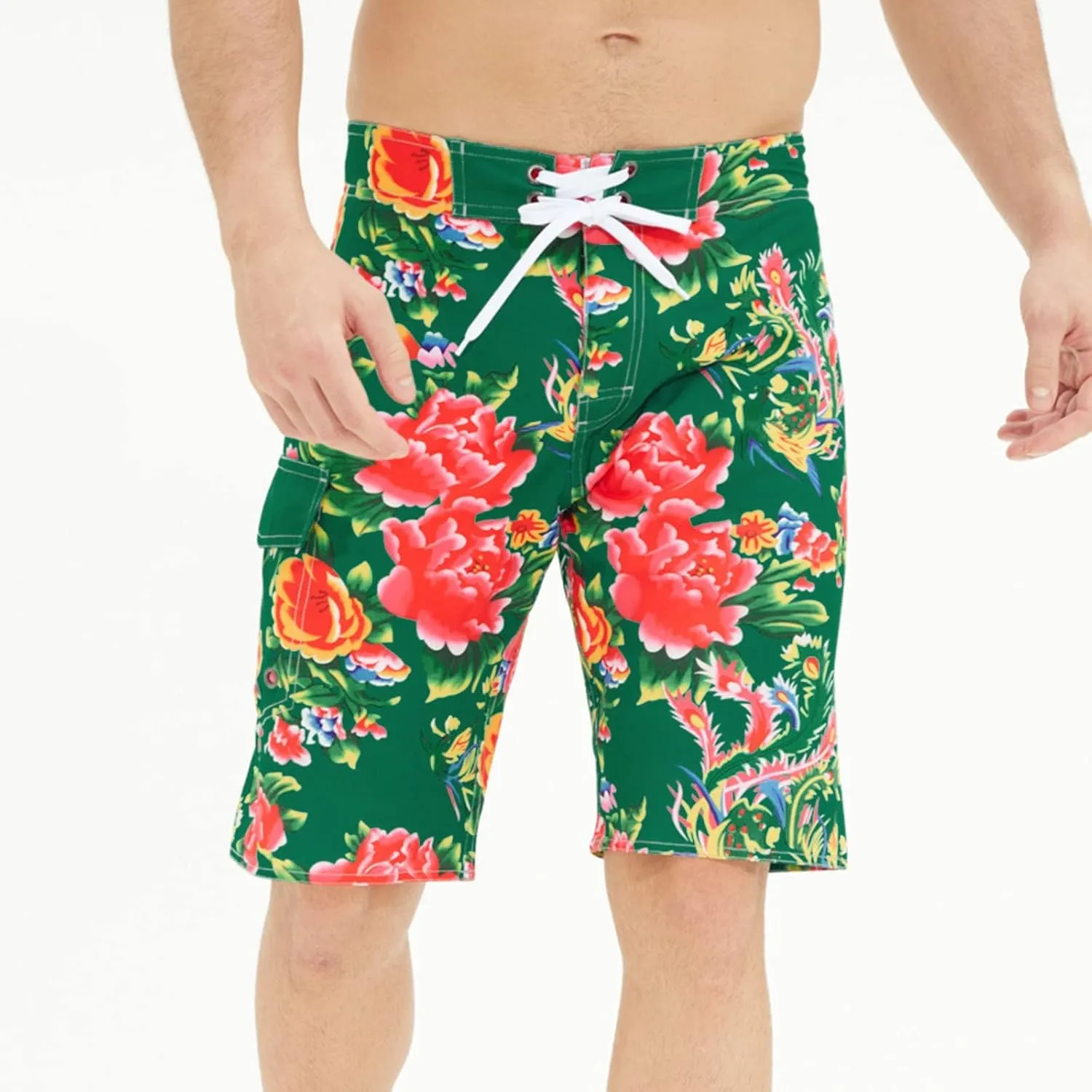 Alalaso Mens Shorts Casual Adjustable Drawstring Comfortable Loose Fit Printed Beach Pants for Men Pool Swim Trunks