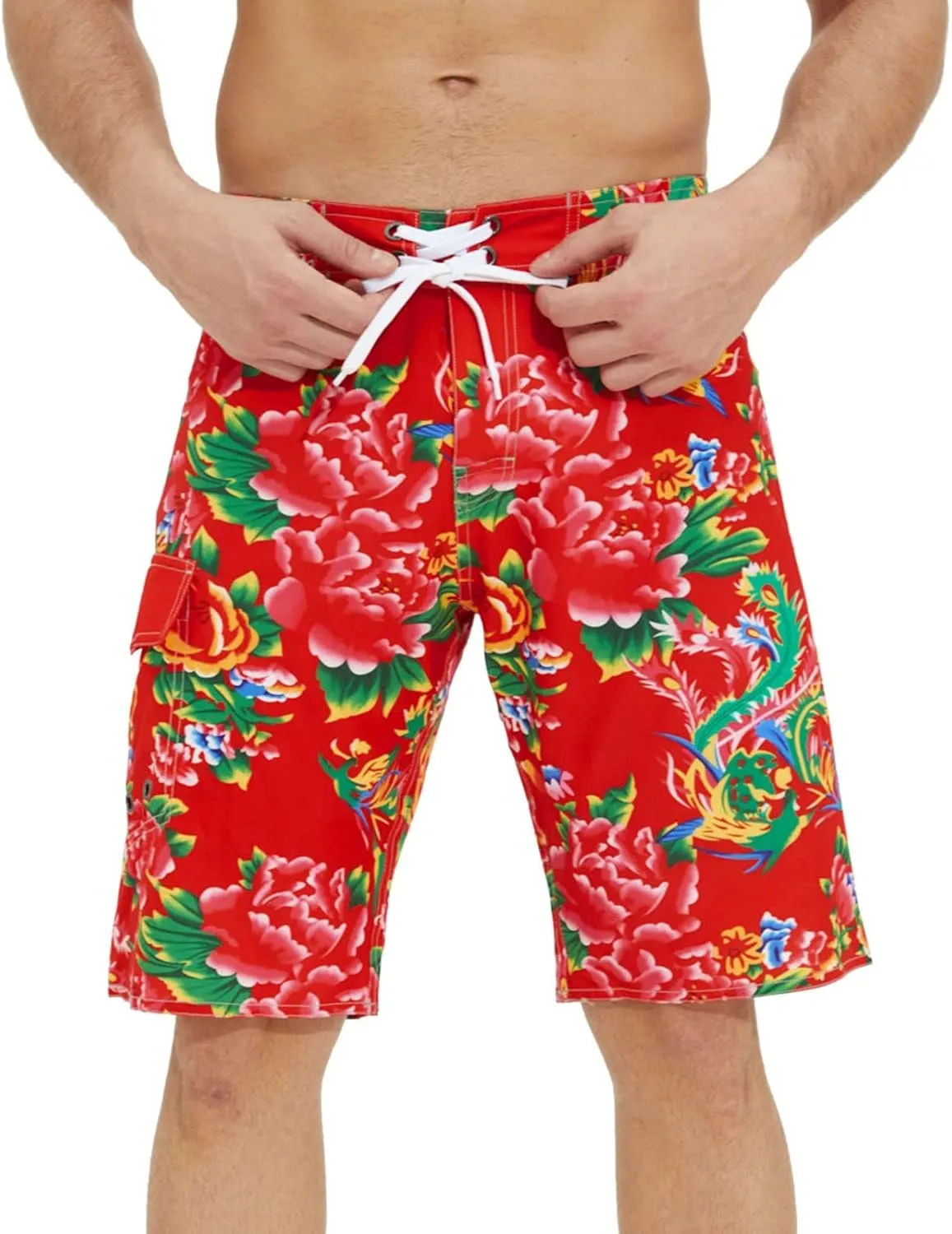 Alalaso Mens Shorts Casual Adjustable Drawstring Comfortable Loose Fit Printed Beach Pants for Men Pool Swim Trunks