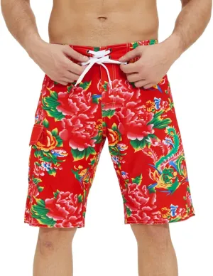 Alalaso Mens Shorts Casual Adjustable Drawstring Comfortable Loose Fit Printed Beach Pants for Men Pool Swim Trunks