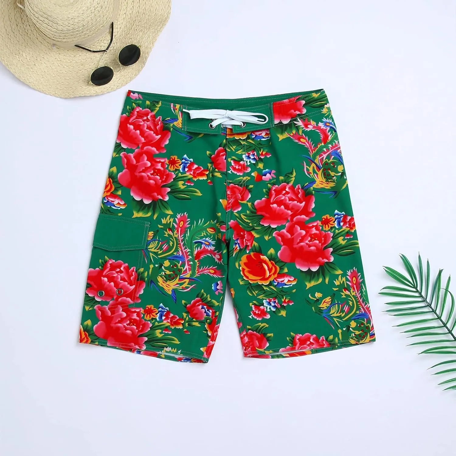 Alalaso Mens Shorts Casual Adjustable Drawstring Comfortable Loose Fit Printed Beach Pants for Men Pool Swim Trunks