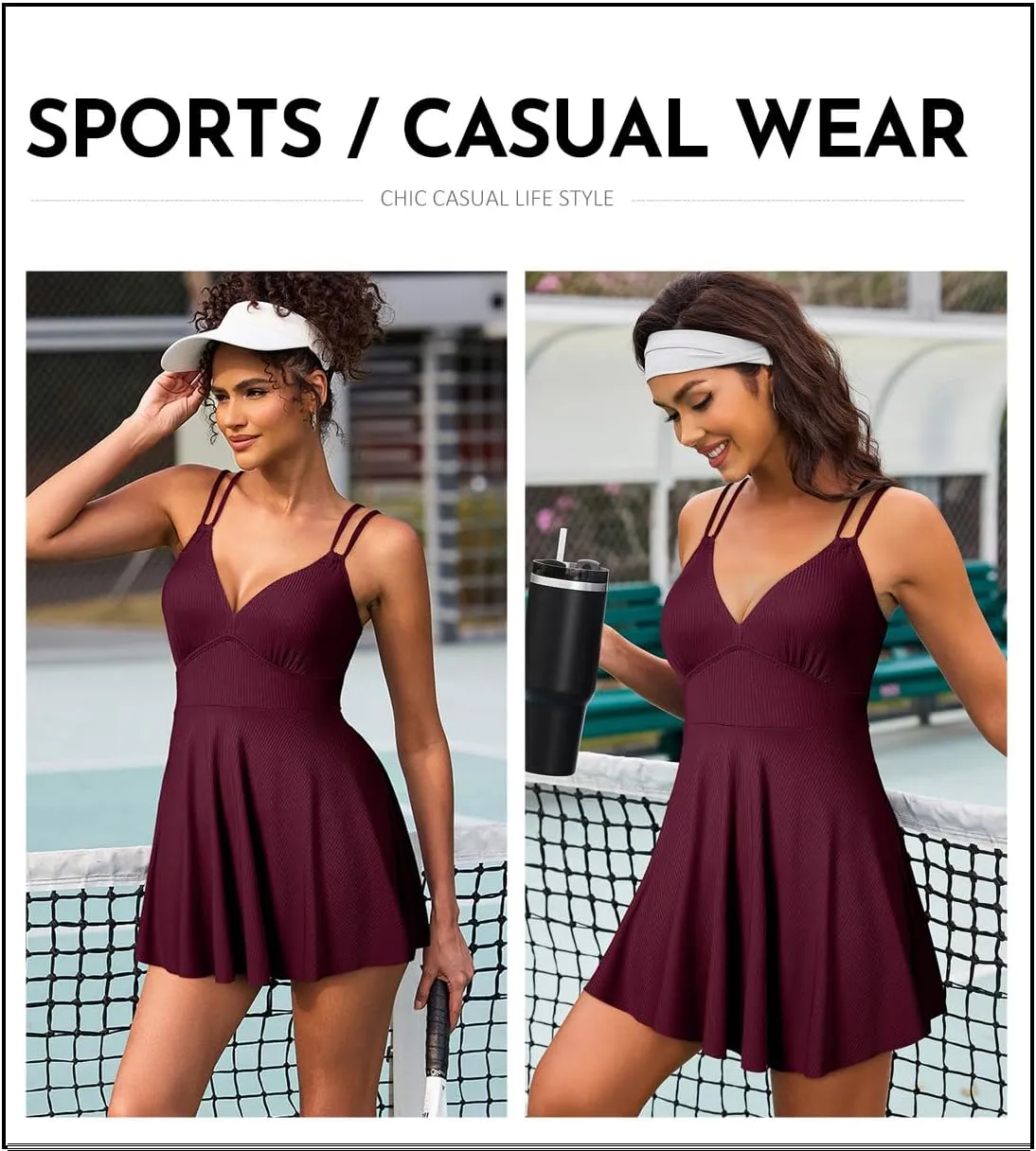 Aleumdr Swim Dress for Women One Piece Tummy Control Swimsuit Ribbed A Line Skirted Bathing Suits