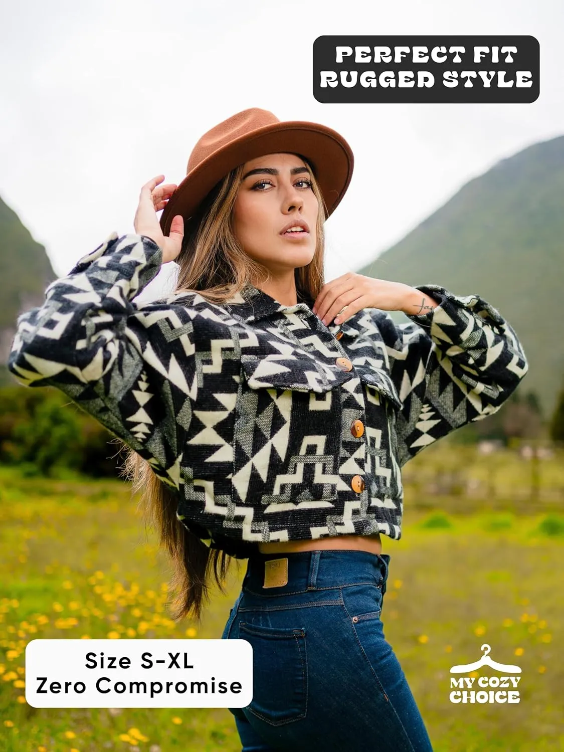 Alpaca Cropped Jacket Women Spring - Cowgirl Outfits for Womens - Alpaca Jackets - Shackets for Women 2025