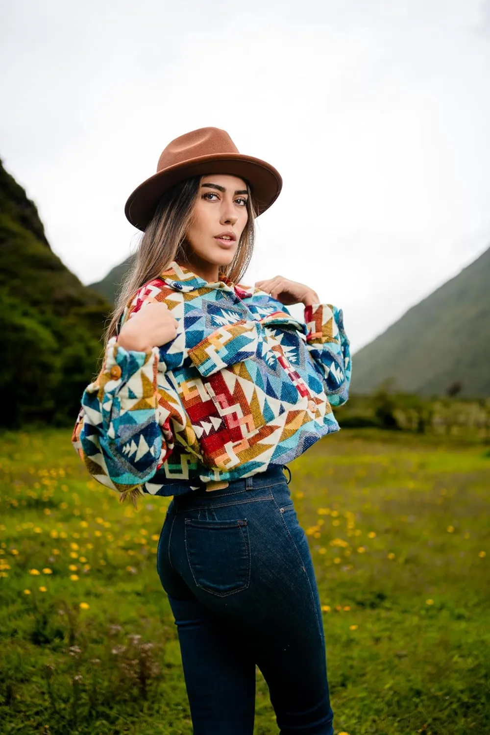 Alpaca Cropped Jacket Women Spring - Cowgirl Outfits for Womens - Alpaca Jackets - Shackets for Women 2025