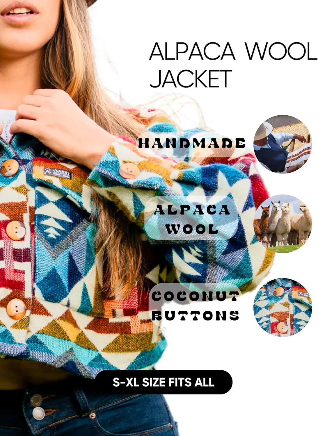 Alpaca Cropped Jacket Women Spring - Cowgirl Outfits for Womens - Alpaca Jackets - Shackets for Women 2025