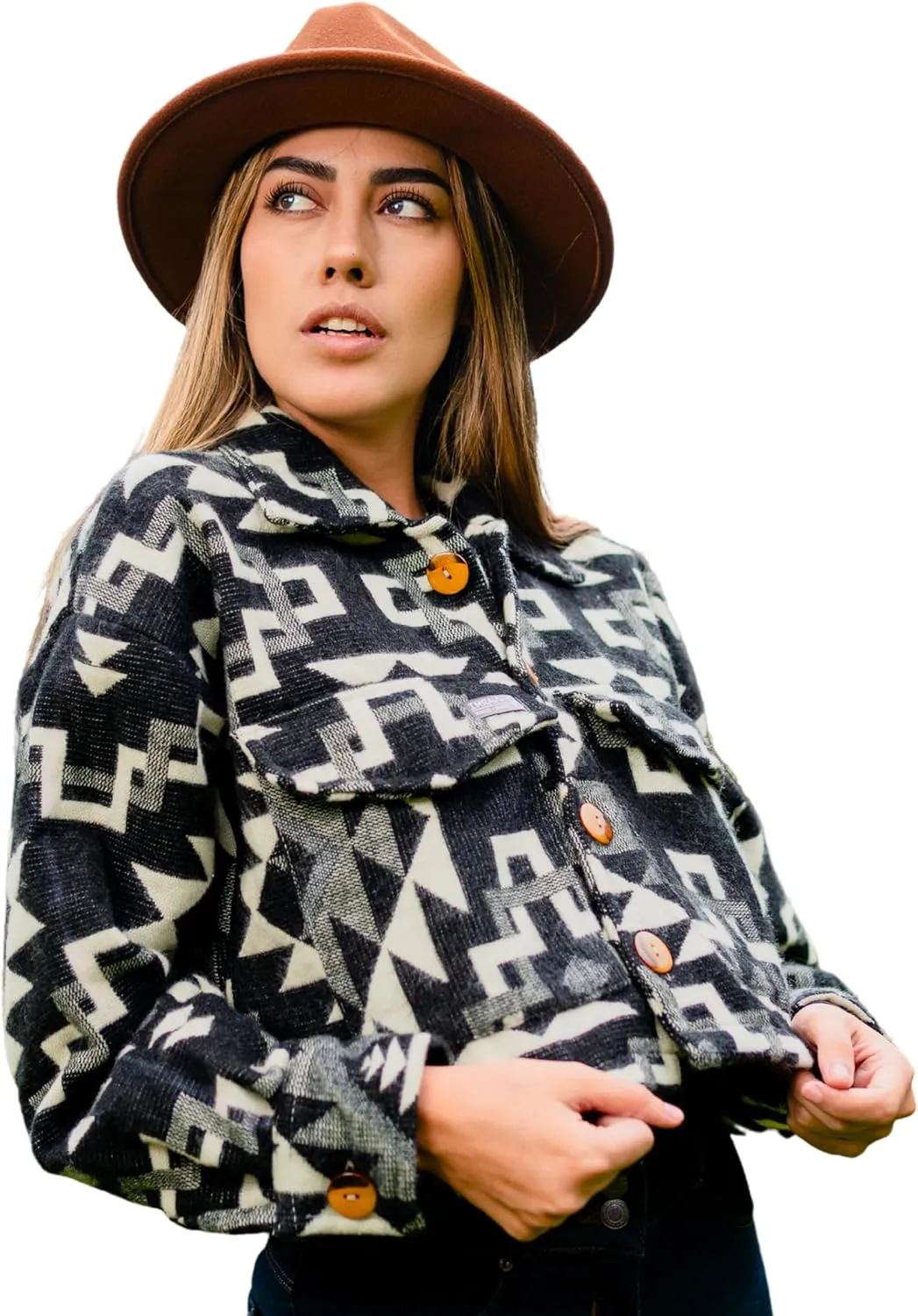 Alpaca Cropped Jacket Women Spring - Cowgirl Outfits for Womens - Alpaca Jackets - Shackets for Women 2025