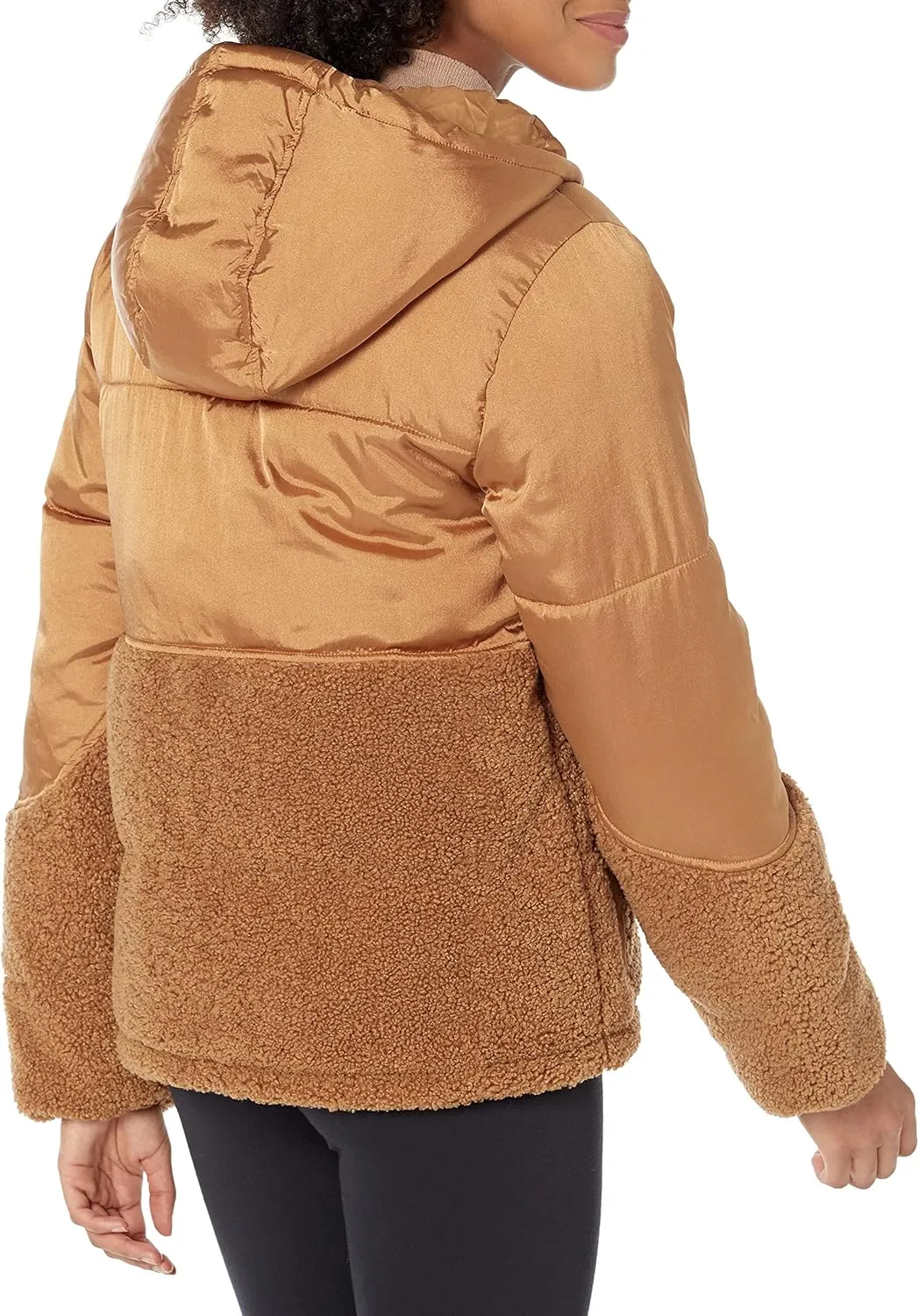 Amazon Essentials Women's Full-Zip Sherpa Fleece Hooded Puffer Jacket