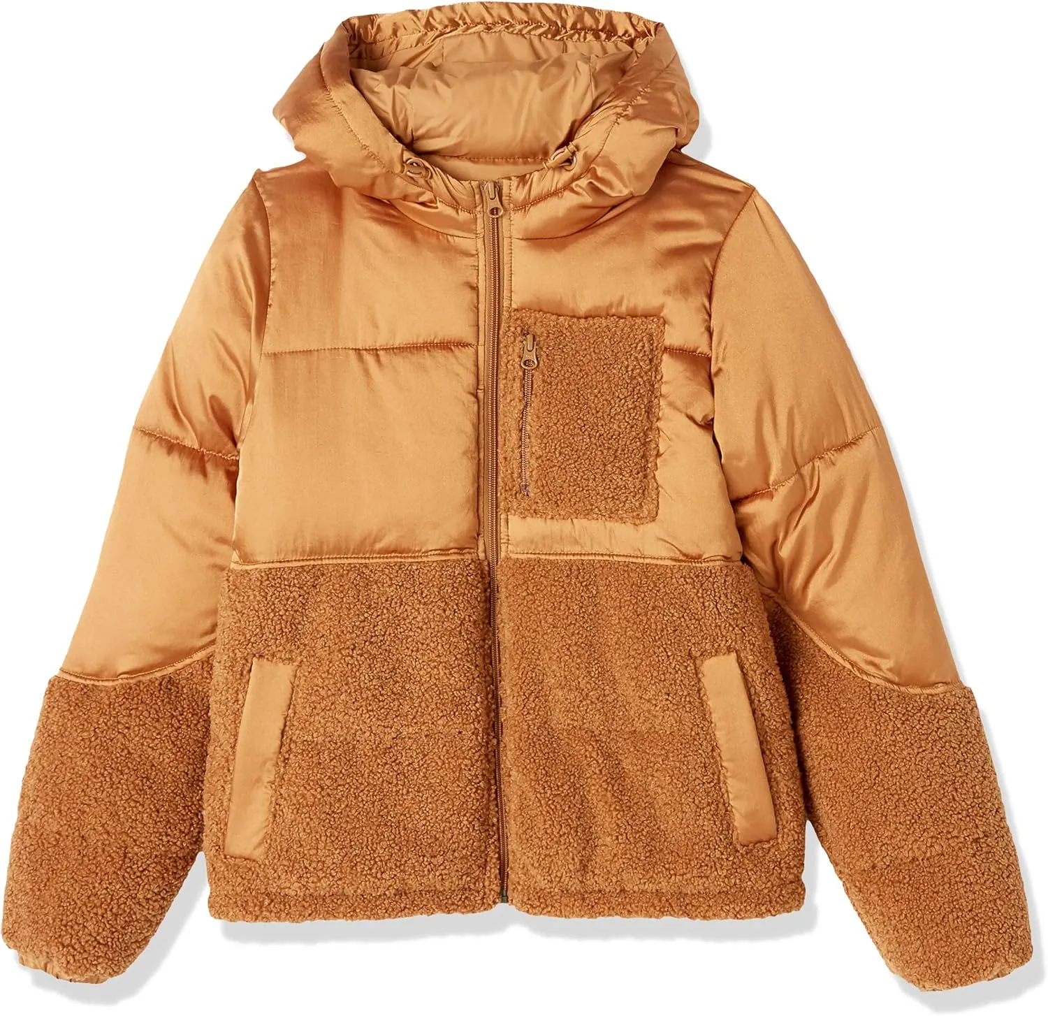 Amazon Essentials Women's Full-Zip Sherpa Fleece Hooded Puffer Jacket
