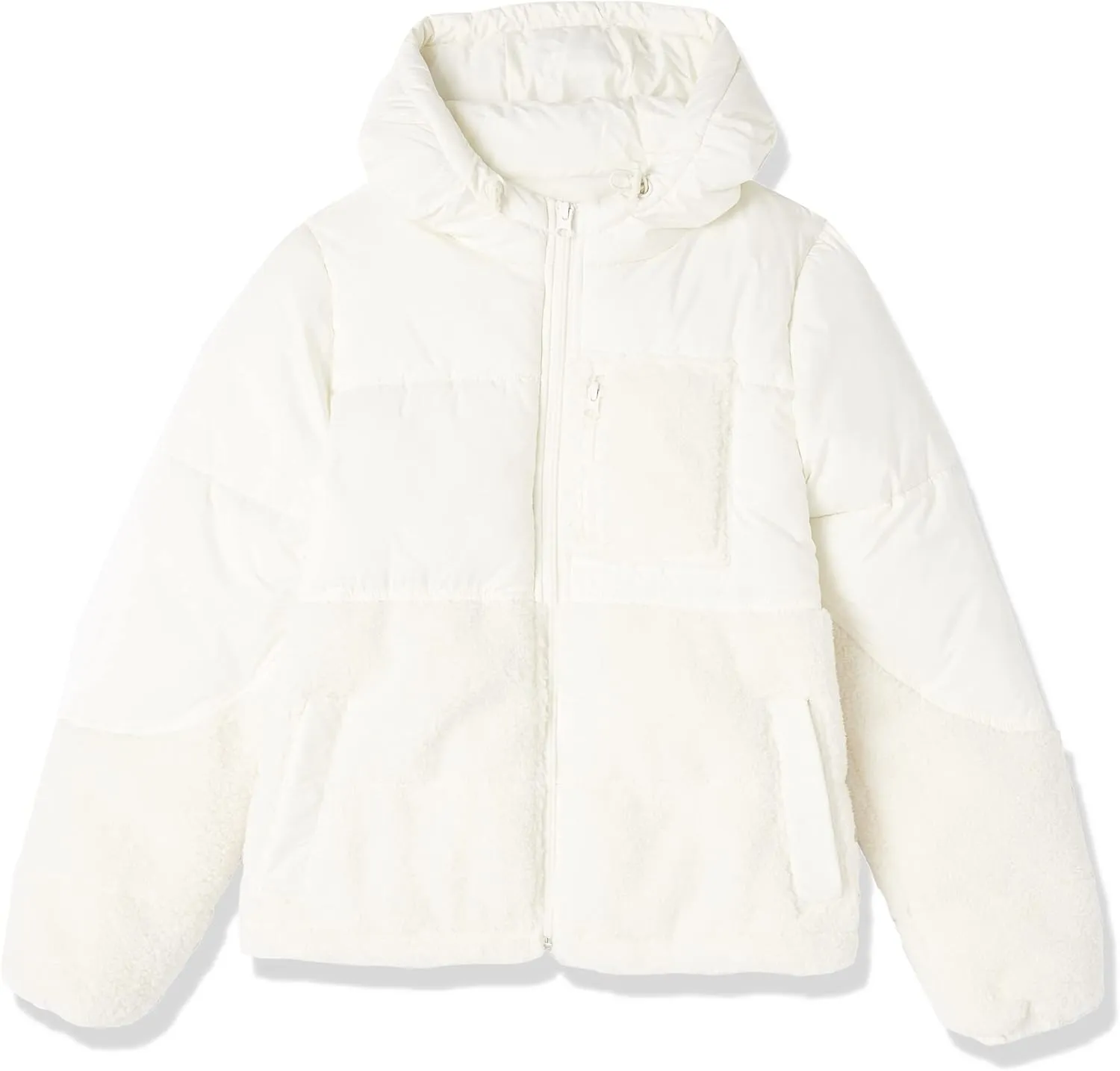 Amazon Essentials Women's Full-Zip Sherpa Fleece Hooded Puffer Jacket