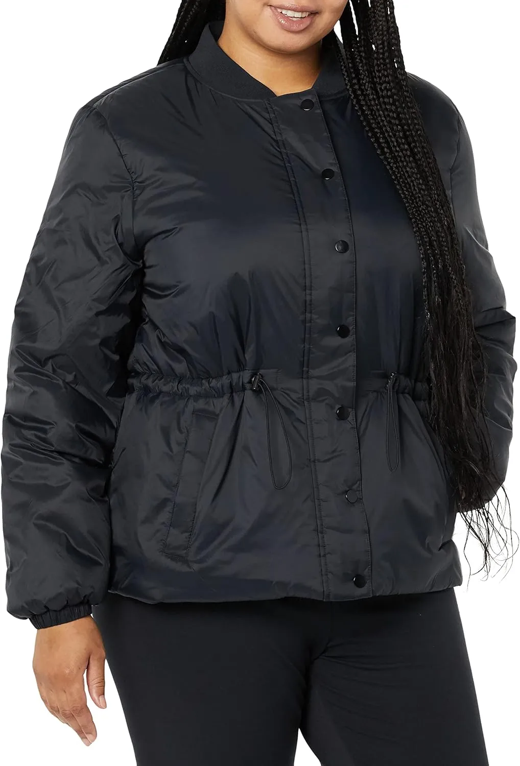Amazon Essentials Women's Waist Padded Bomber Jacket