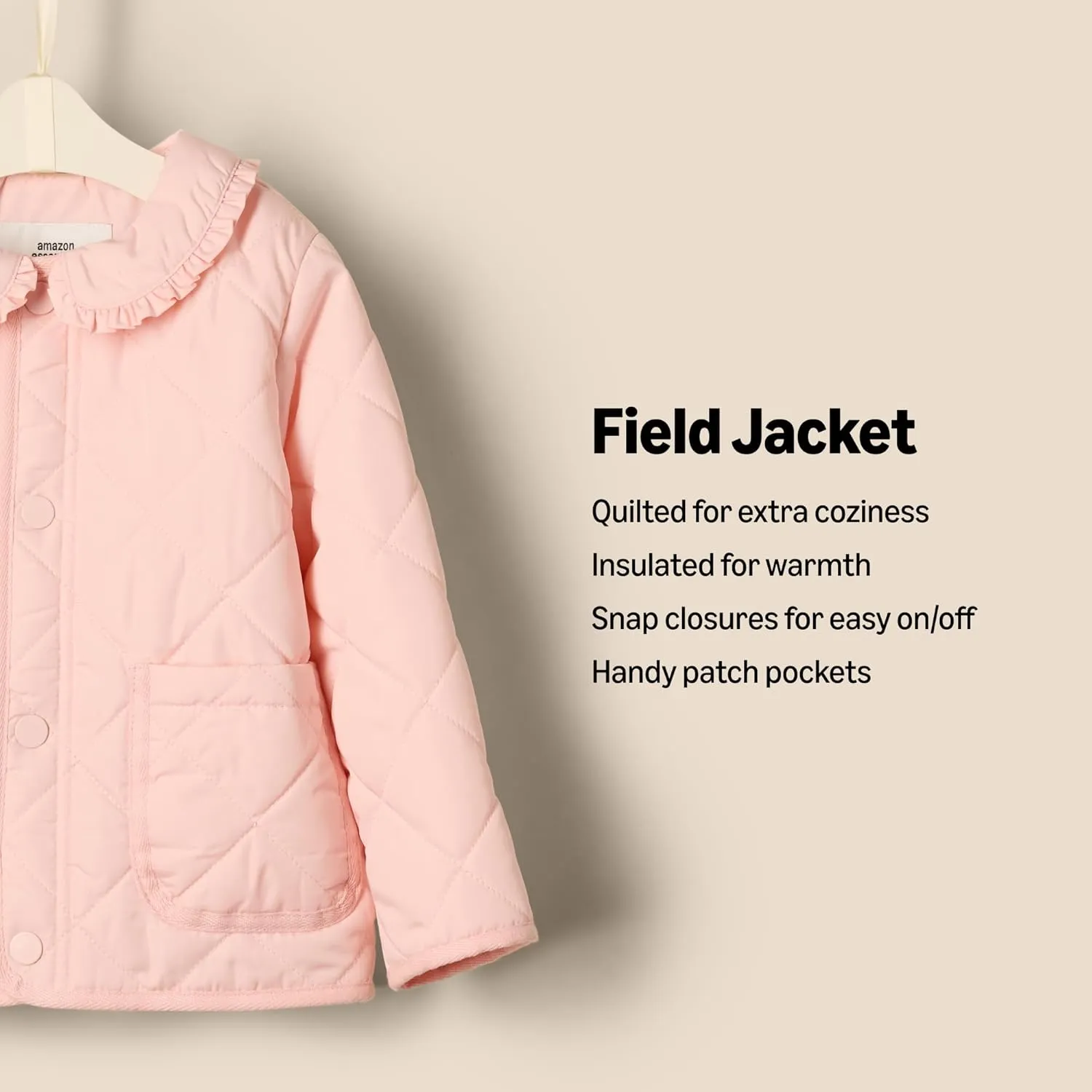 Amazon Essentials x Sofia Grainge Toddlers and Baby Girls' Midweight Field Jacket with Ruffle
