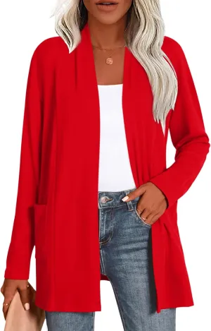 Anymiss 2025 Womens Summer Cardigan Sweaters with Pockets Long Sleeve Plus Size Jackets